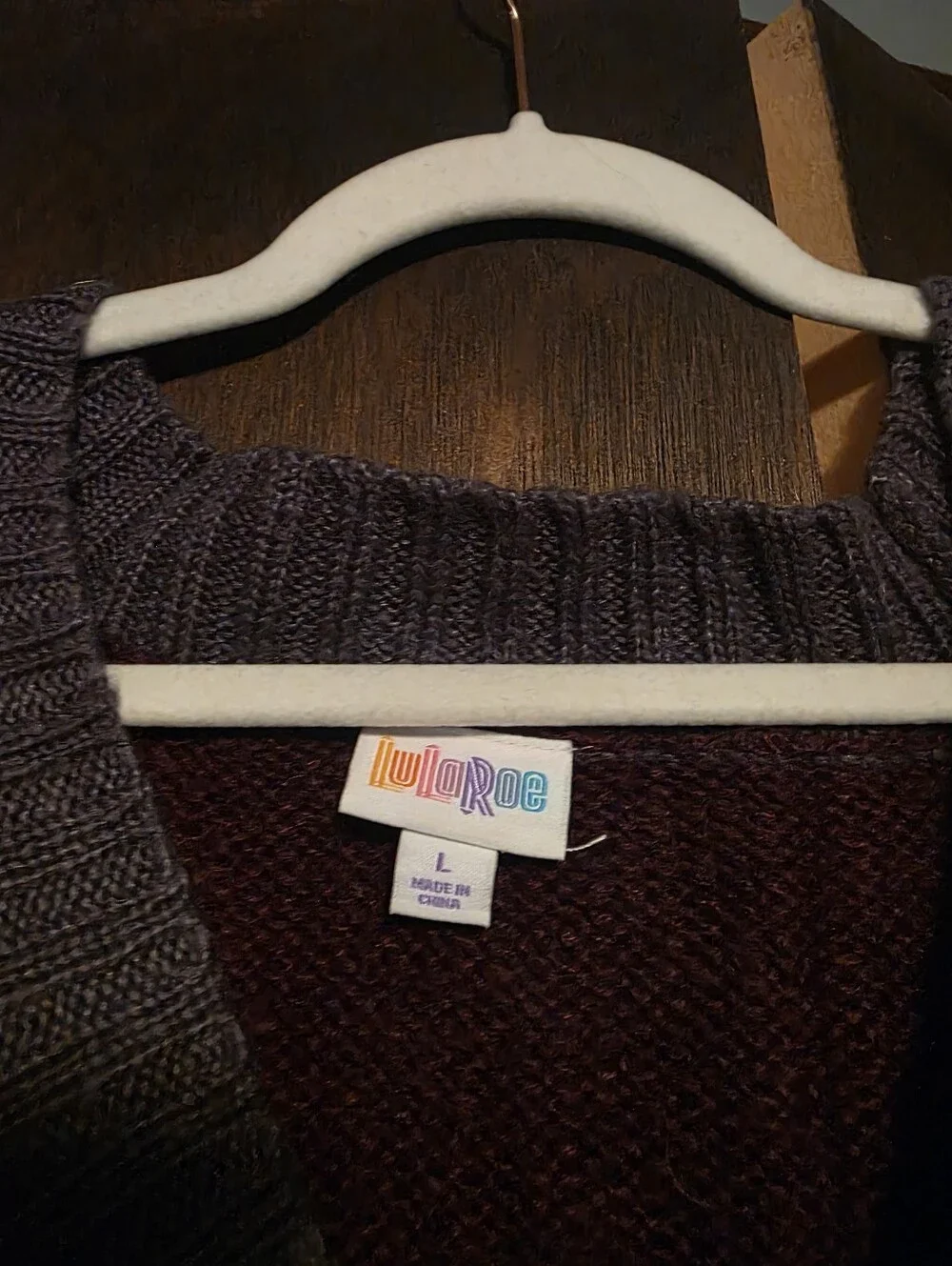 LuLaRoe Plum Cardigan with Gray Trim